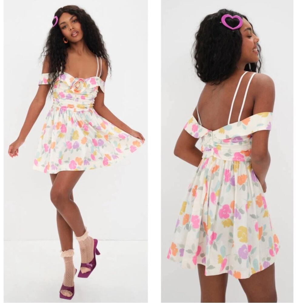 FOR LOVE & LEMONS Johannes Off the Shoulder Floral Mini Dress Size 1X